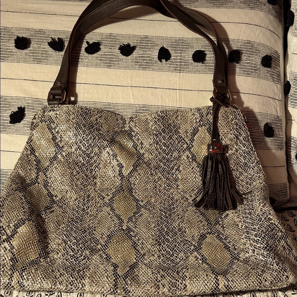 Stella & Dot Elegant Shimmery Snake Print Women's Tote Bag Shoulder Bag